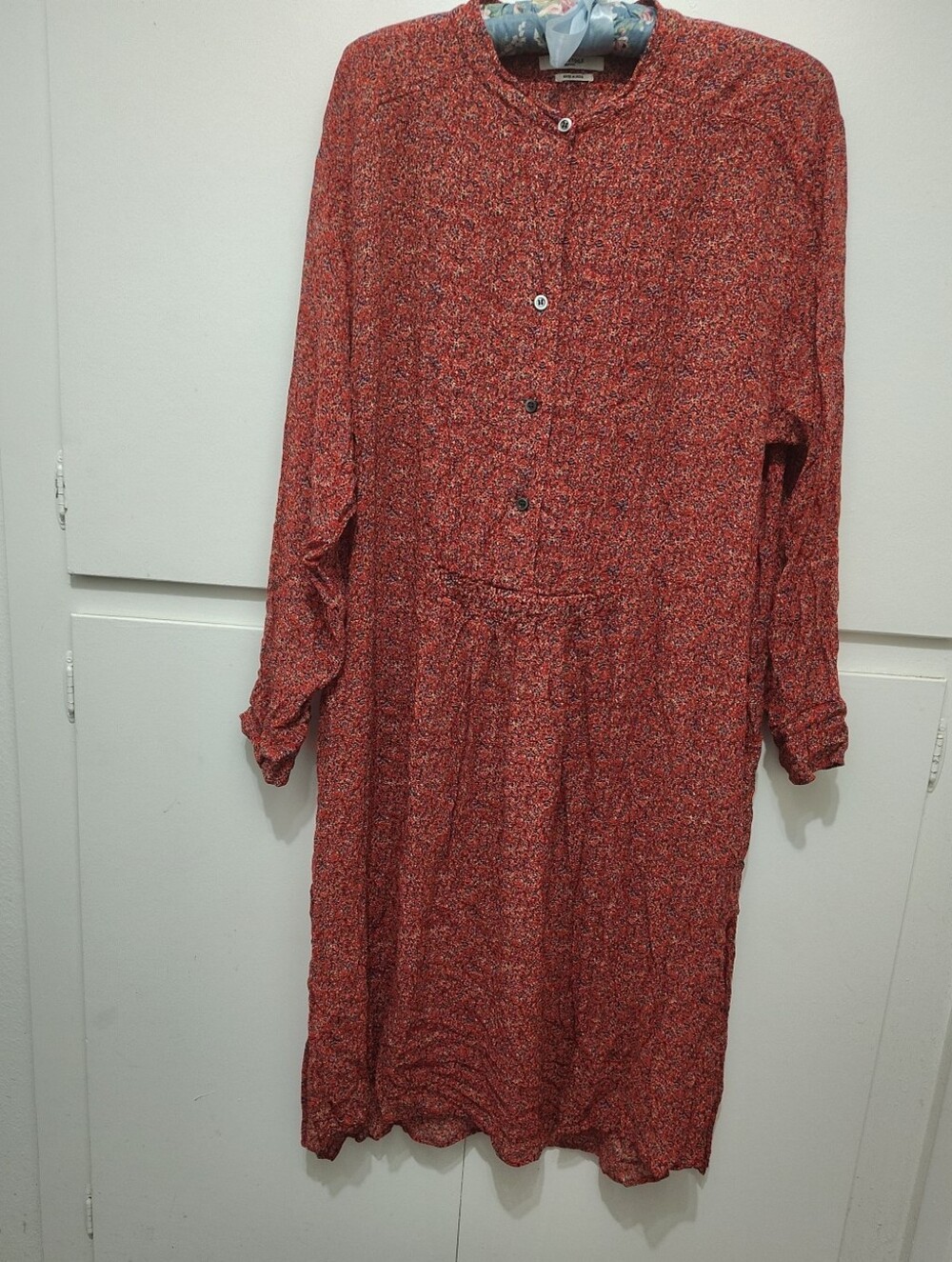 Isabel Marant Etoile Red Floral Ditsy Long Sleeve Shirt Midi Dress FR 38 US 6